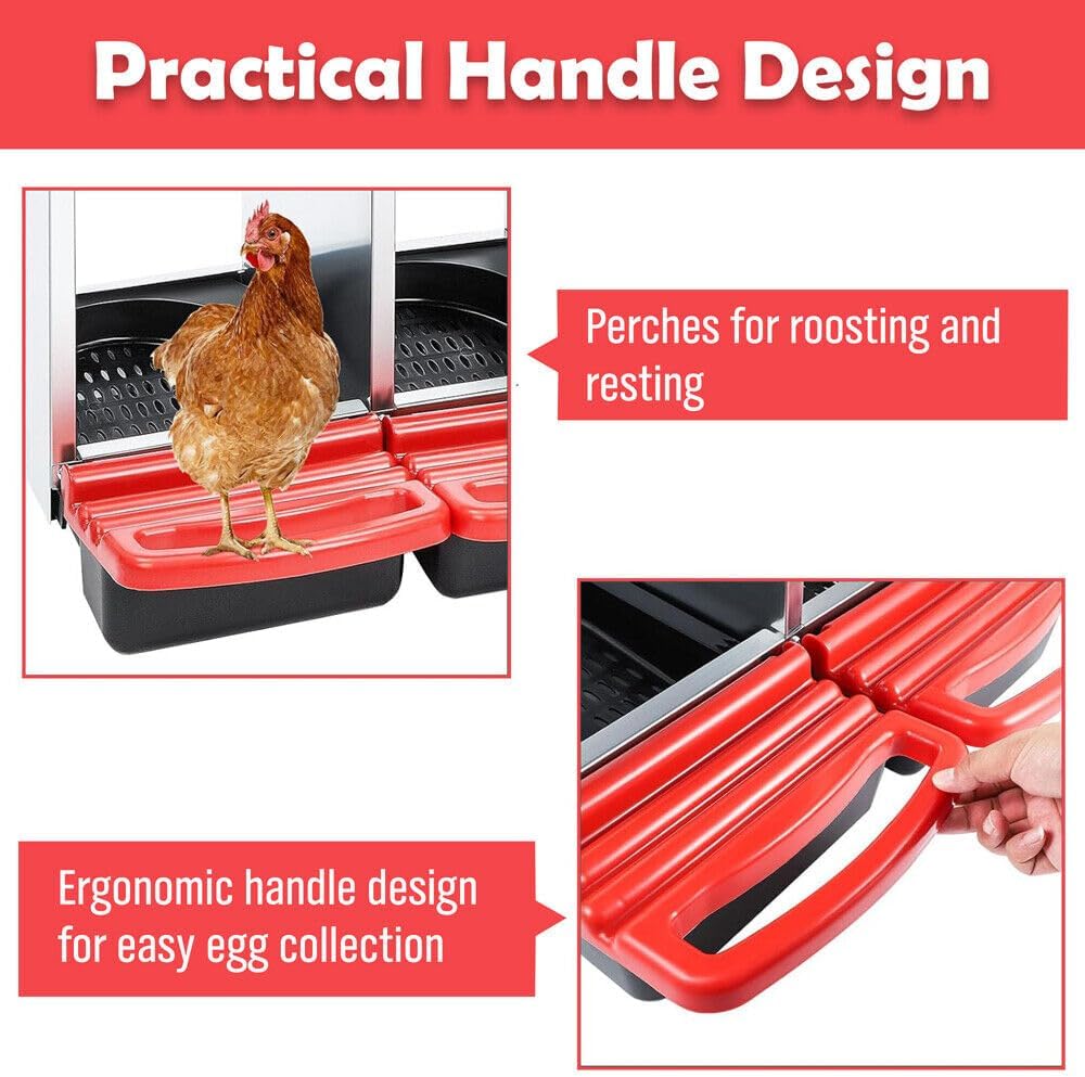 3-Hole Metal Chicken Nesting Box with Roll-Away Egg Tray