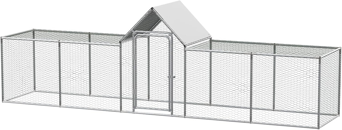 5 × 1 × 1.5 m Walk-In Metal Chicken Coop with Weather Cover