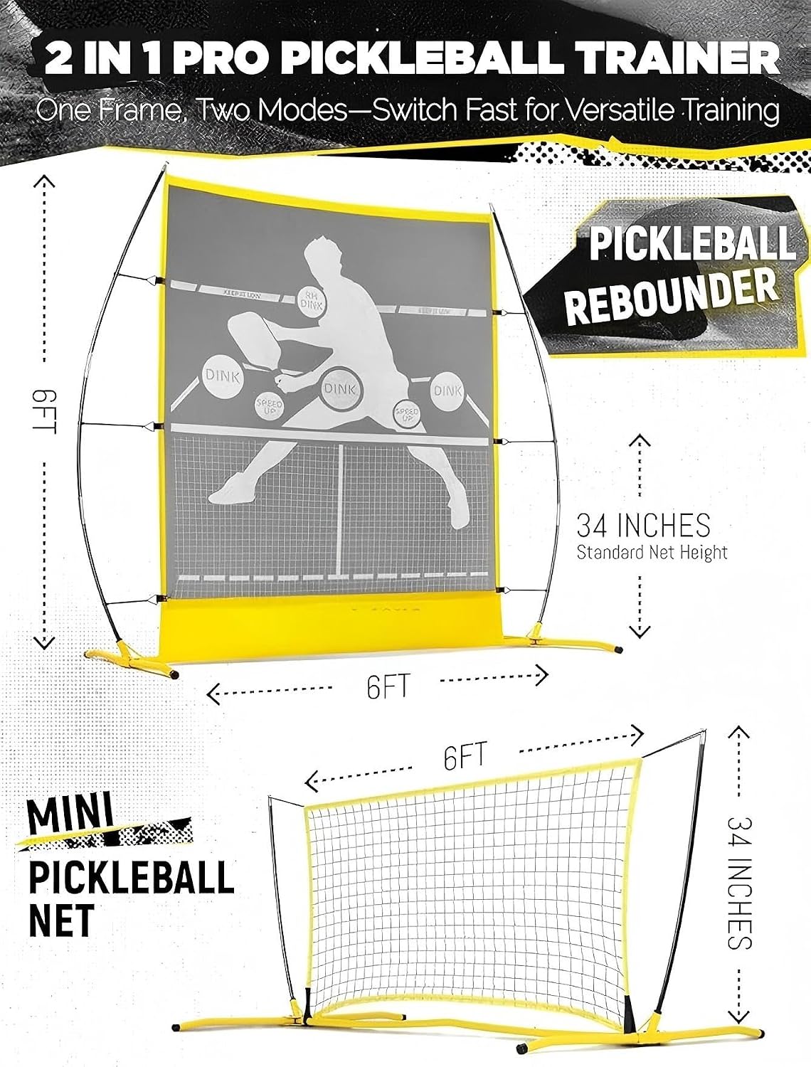 4 × 7 ft Adjustable Multi-Sport Rebound Net & 6 ft Mini Net