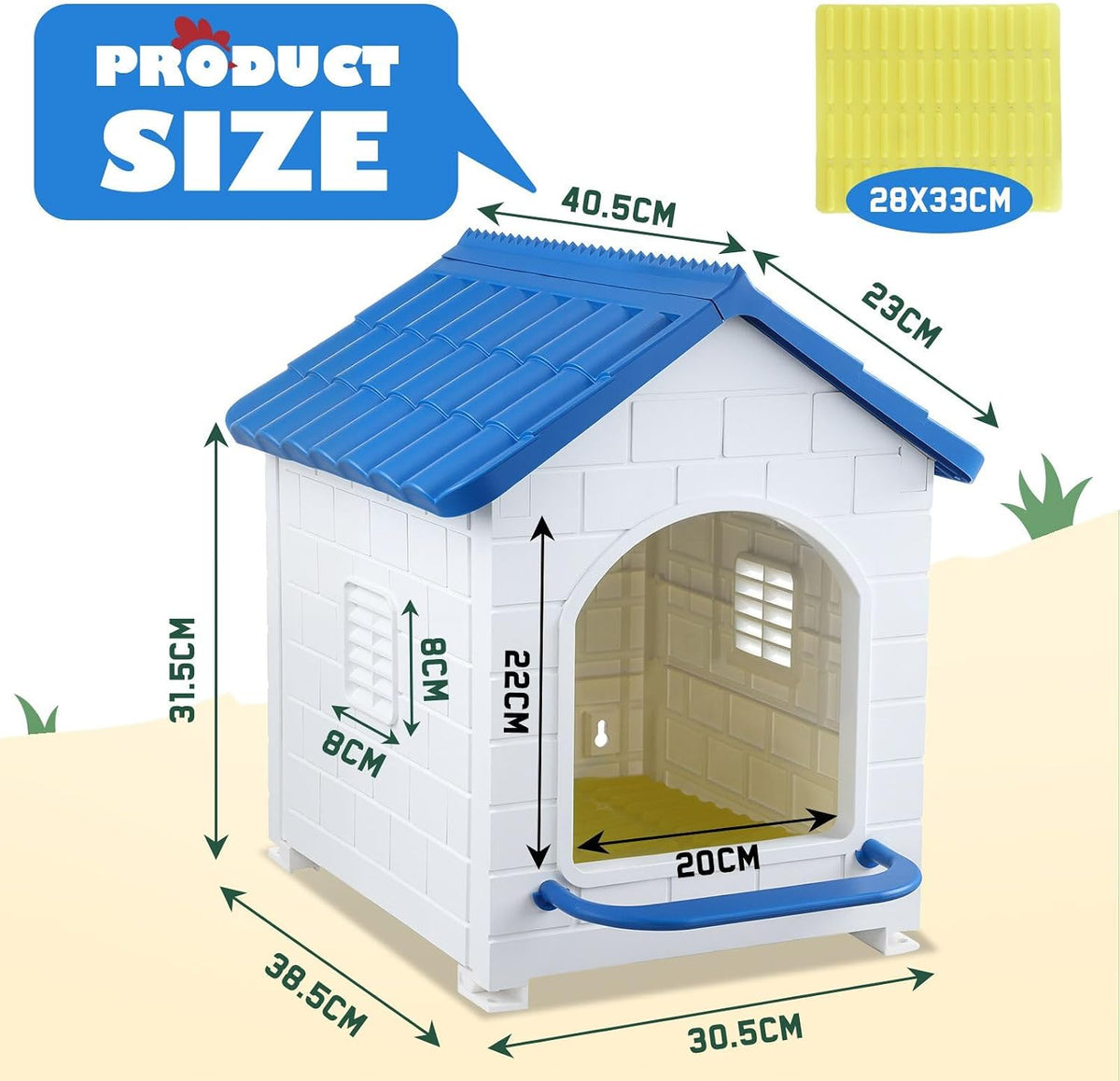 Pet Scene Chicken Nesting Box 3 Piece Chook Hen Duck Poultry Laying Boxes Inside Outside Hutch House Coop Egg Nest Lay Brooder Plastic with Silicone Pads