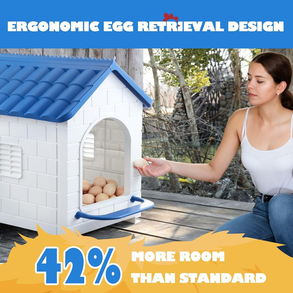 Pet Scene Chicken Nesting Box 3 Piece Chook Hen Duck Poultry Laying Boxes Inside Outside Hutch House Coop Egg Nest Lay Brooder Plastic with Silicone Pads