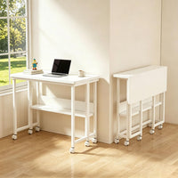 Computer Desk with Wheels Mobile Foldable Table Rolling Computer Table image 1