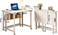 Computer Desk with Wheels Mobile Foldable Table Rolling Computer Table image 2