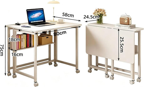 Computer Desk with Wheels Mobile Foldable Table Rolling Computer Table image 2