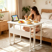 Computer Desk with Wheels Mobile Foldable Table Rolling Computer Table image 3