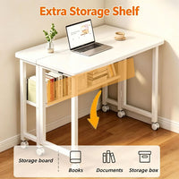 Computer Desk with Wheels Mobile Foldable Table Rolling Computer Table image 5