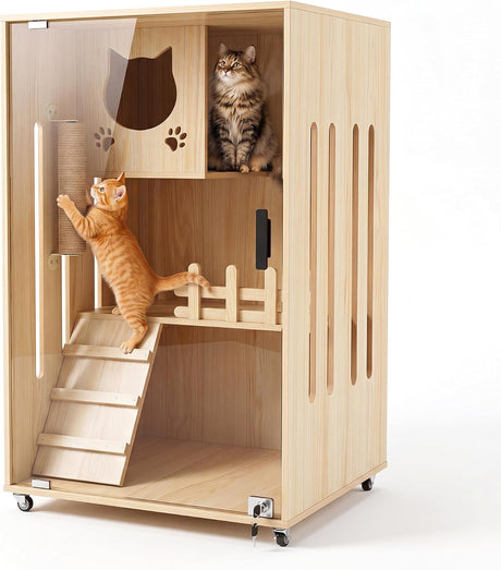 Large wooden cat condo house - image 1