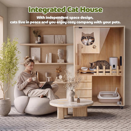 Large wooden cat condo house - image 2
