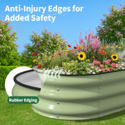 Galvanized Raised Garden Bed 120x60x30cm, 2 Pcs Oval Planter Box, Green