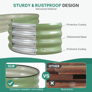 Galvanized Raised Garden Bed 120x60x30cm, 2 Pcs Oval Planter Box, Green