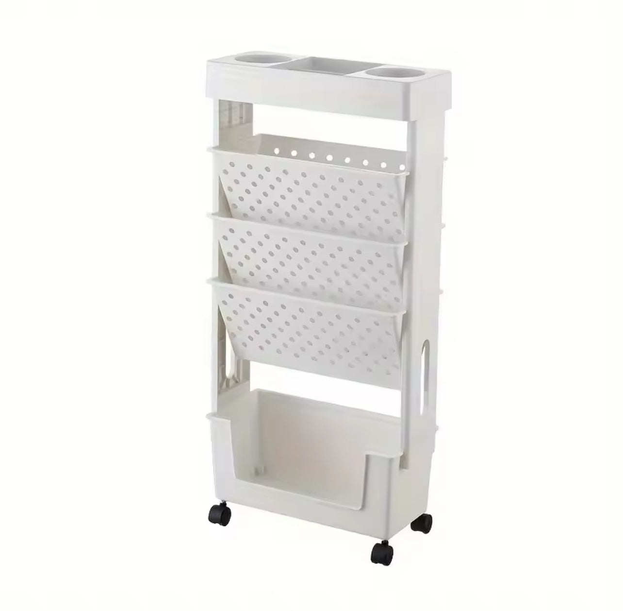 5-Tier Mobile Bookcase – White