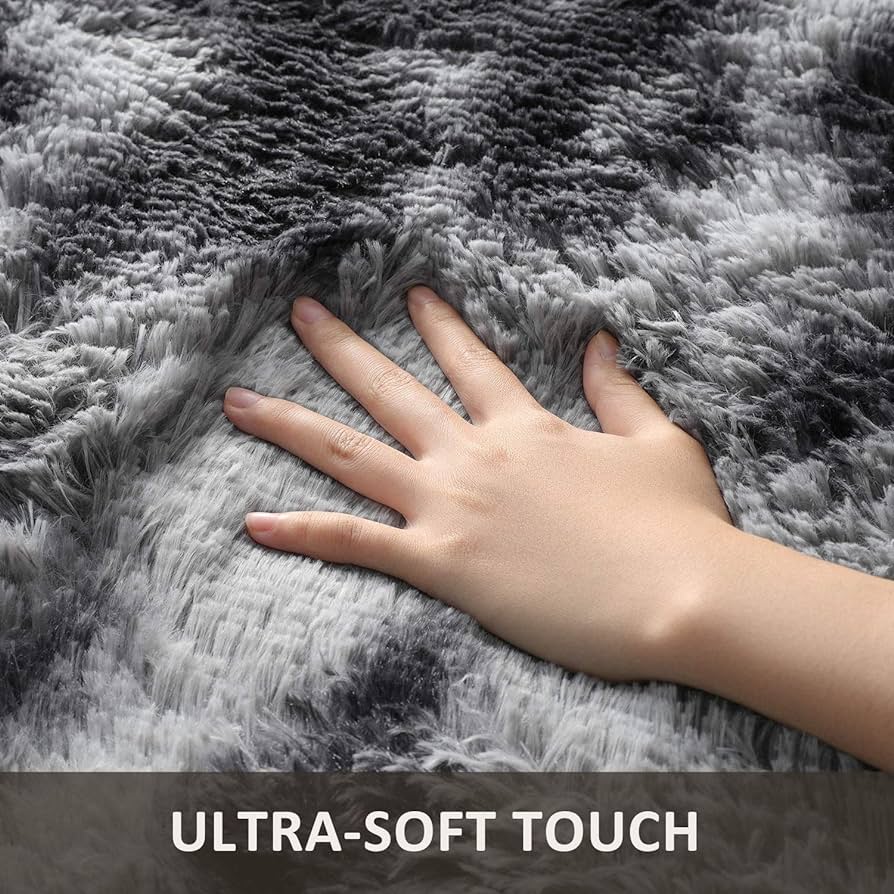 Area Rug Super Soft Indoor Modern Shag Shaggy Silky Smooth Rugs Fur Fluffy Anti-Skid Carpet Living Room Dining Room Bedroom Floor Mat