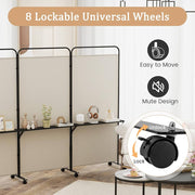 188cm Rolling 3-Panel Room Divider with 3 Shelves – 3 Colours