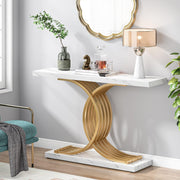 99 cm Gold & White Faux-Marble Console Table