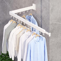Tri-Fold Wall-Mounted Clothes-Drying Rack – White