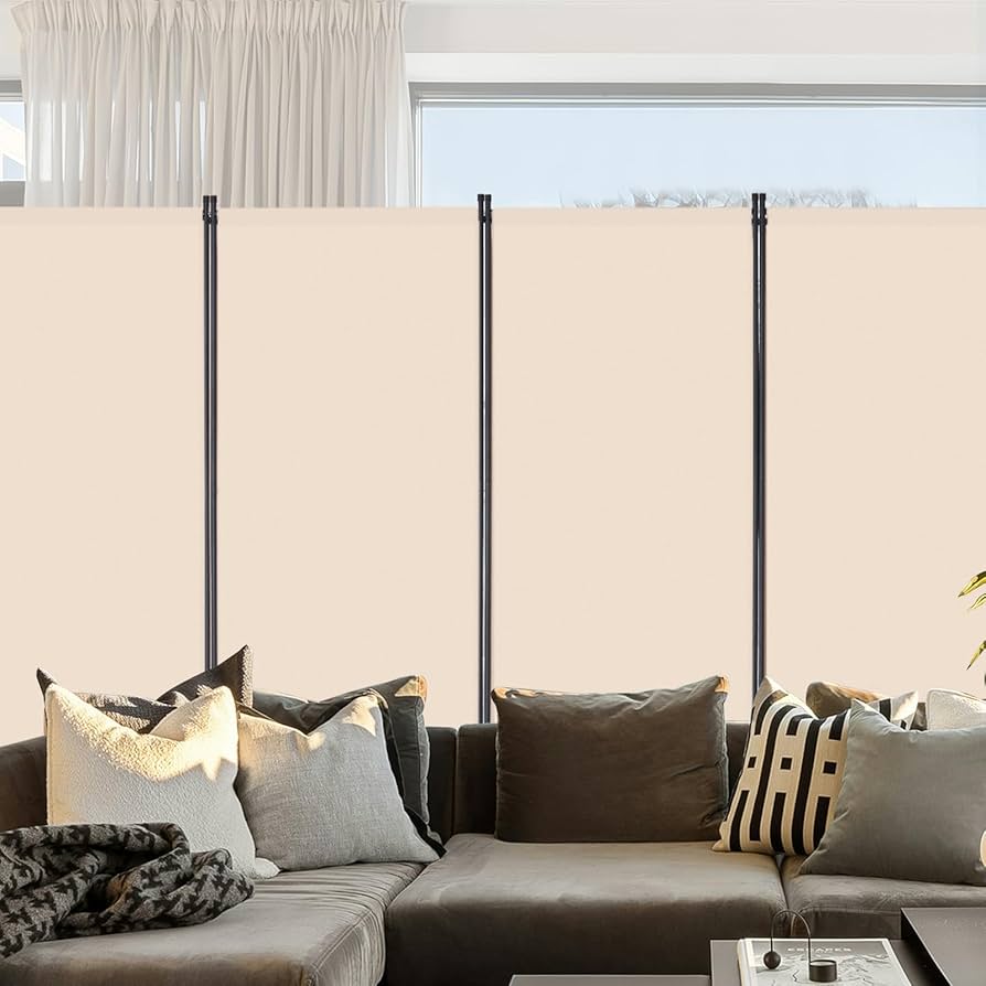 Room Divider, 4 Panels Room Divider, Folding Privacy Screen and Portable Partition Divider for Room Separation, Freestanding Room Partitions for Office, Bedroom, Study, Beige