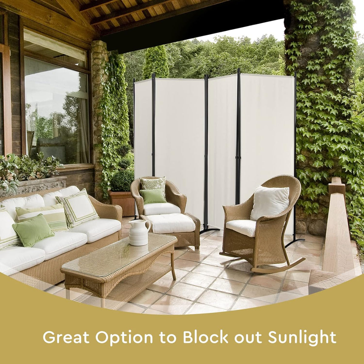 224 × 171 cm 4-Panel Folding Room Divider – Black or White