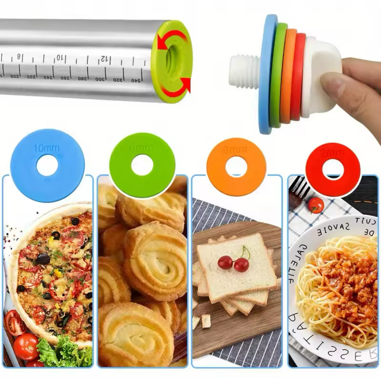 Adjustable Stainless-Steel Rolling Pin & Baking-Mat Set