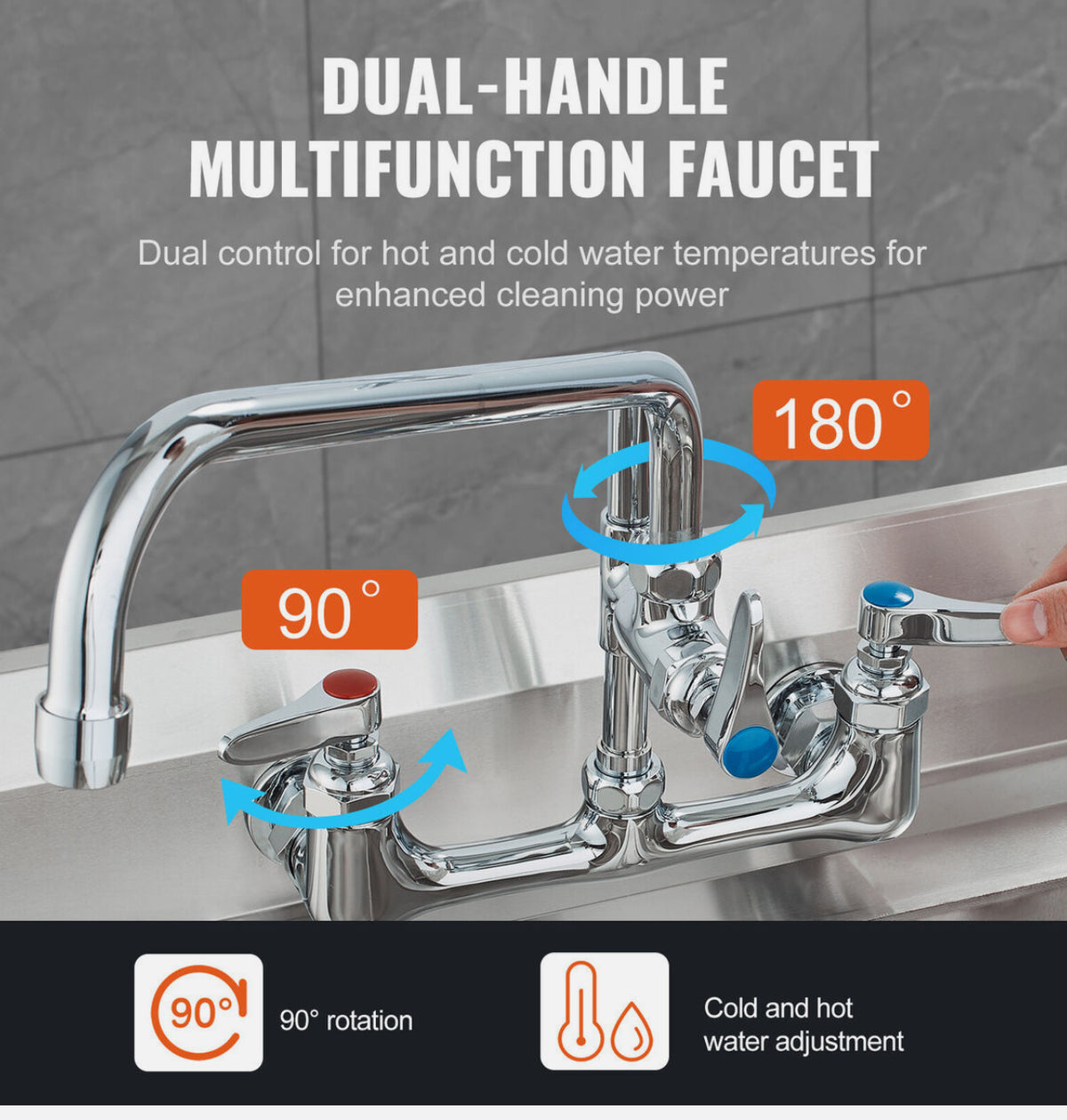 47-Inch Commercial Wall-Mount Pre-Rinse Faucet