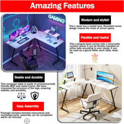 L-Shaped Corner Gaming Desk with Large Monitor Riser
