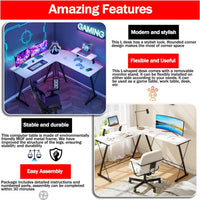 L-Shaped Corner Gaming Desk with Large Monitor Riser