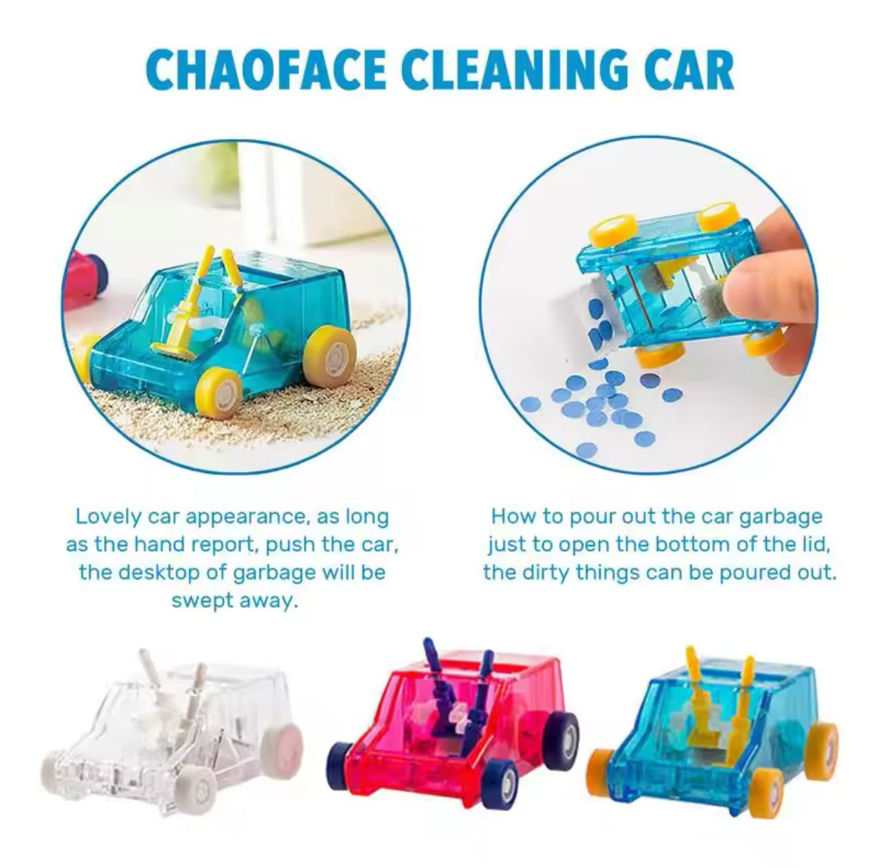 Mini Push-Along Desktop Cleaning Trolley – Random Colour