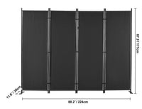 224 × 171 cm 4-Panel Folding Room Divider – Black or White