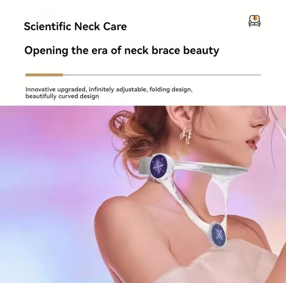 Adjustable neck brace, PP material, cervical support, anti-sagging straps with elastic pads, improve posture