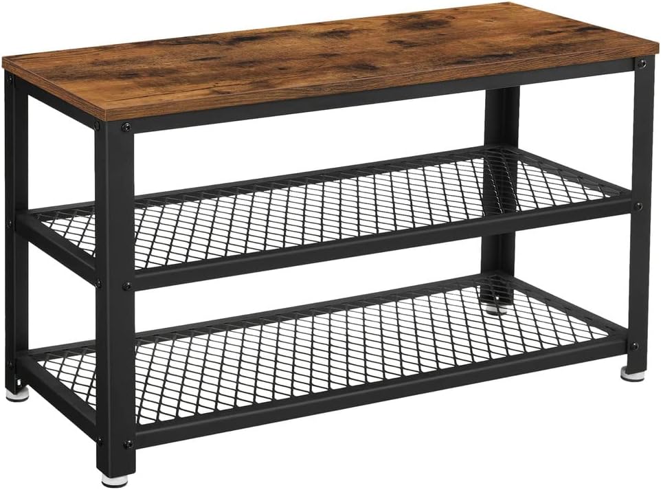 Vintage 3-Tier Shoe Bench with Seat
