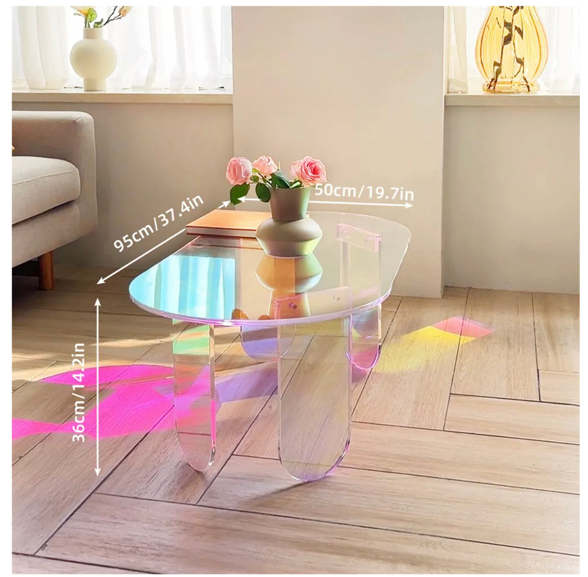Iridescent Acrylic Oval Coffee Table