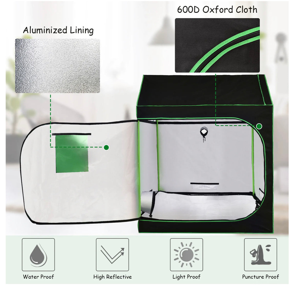 600D Oxford Reflective Grow Tent with Observation Window