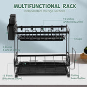 43 cm 2-Tier Dish Rack with 2 Drip Trays