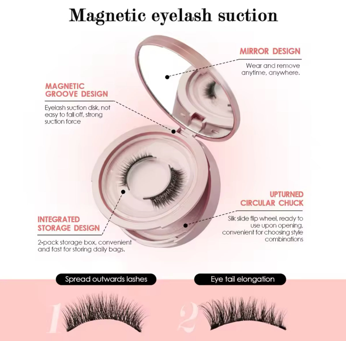 2-Pair Magnetic False Eyelash Set with Applicator