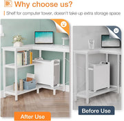 100 cm Reversible L-Shaped Desk with Shelves & Monitor Stand