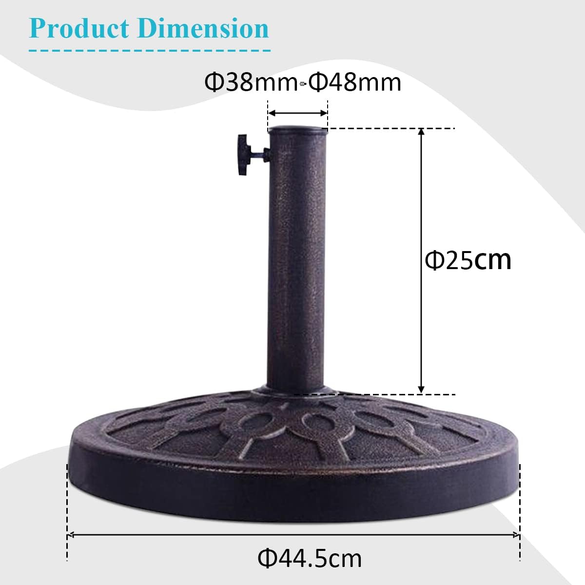 Round Resin Patio Umbrella Base for 38–48 mm Poles