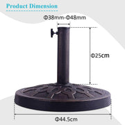 Round Resin Patio Umbrella Base for 38–48 mm Poles