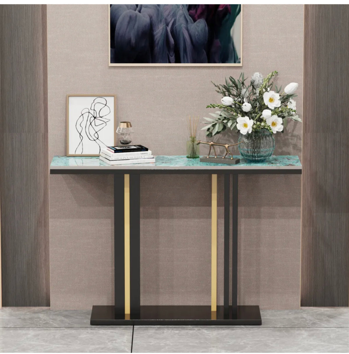 Emerald-Green Marble Console Table
