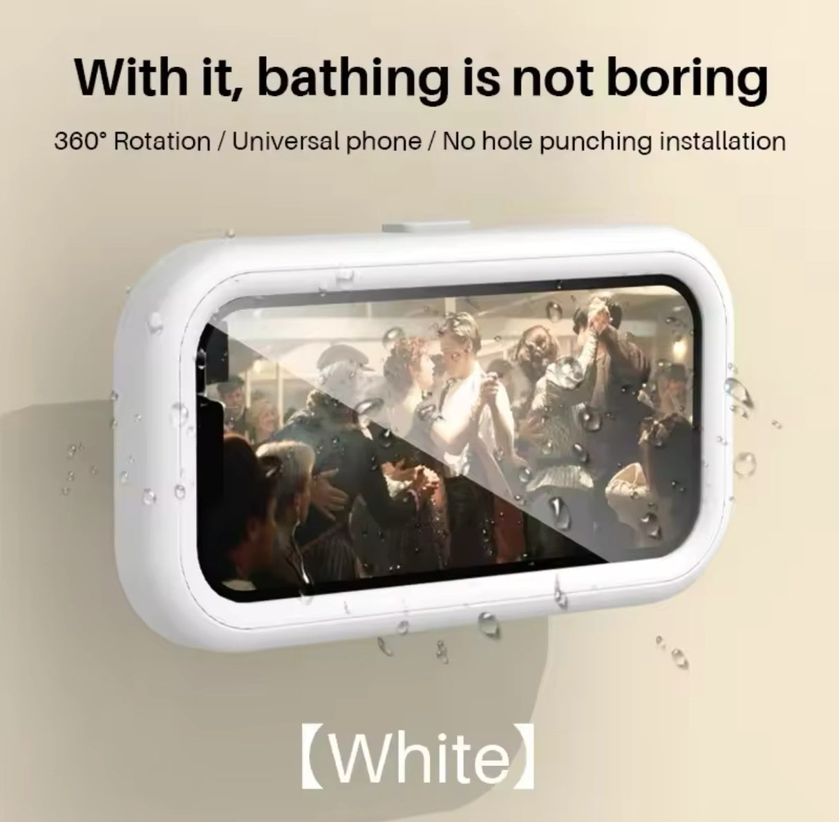 Cell Phone Holder Adjustable Sticky Wall Mount Waterproof Box Shower Bathroom Phone Stand TV Catch Up Use All Smartphones