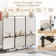 188cm Rolling 3-Panel Room Divider with 3 Shelves – 3 Colours