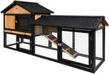 Chicken Coop Large Rabbit Hutch, Coops Wooden Pet House Run Cage Walk in Door Guinea Pig Ferret Feeder Bunny Hen Chook, Outdoor Metal Roof Tray Hatch Nesting Box Farm DIY