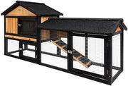 Chicken Coop Large Rabbit Hutch, Coops Wooden Pet House Run Cage Walk in Door Guinea Pig Ferret Feeder Bunny Hen Chook, Outdoor Metal Roof Tray Hatch Nesting Box Farm DIY