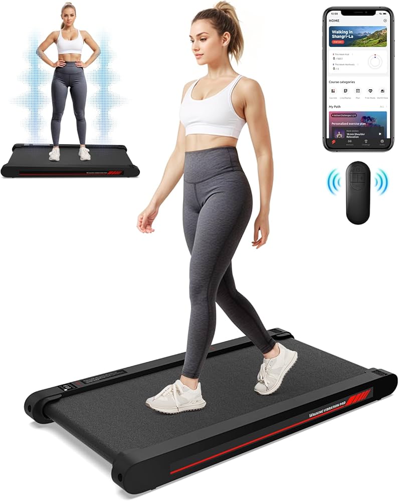 3 in 1 Walking Vibration Pad, Under Desk Treadmill with APP, Portable Treadmills for Home, Walking Pad Treadmill with Remote Control