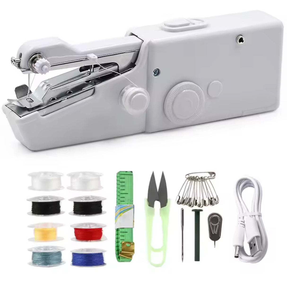 Portable Mini Electric Sewing Machine Handheld Sewing Machine with Bobbin for Needlework Handwork Home Travel