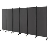 6 Panel Room Divider on Wheels 5.6Ft Tall Rolling Privacy Screens Freestanding