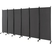 5.6 ft 6-Panel Rolling Room Divider – Black