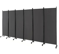 5.6 ft 6-Panel Rolling Room Divider – Black