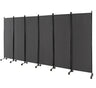 6 Panel Room Divider on Wheels 5.6Ft Tall Rolling Privacy Screens Freestanding