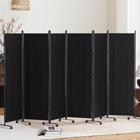 Artiss Rolling 6-Panel Room Divider – Black