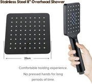 8-Inch Square Twin Shower Rail Set – Chrome or Black