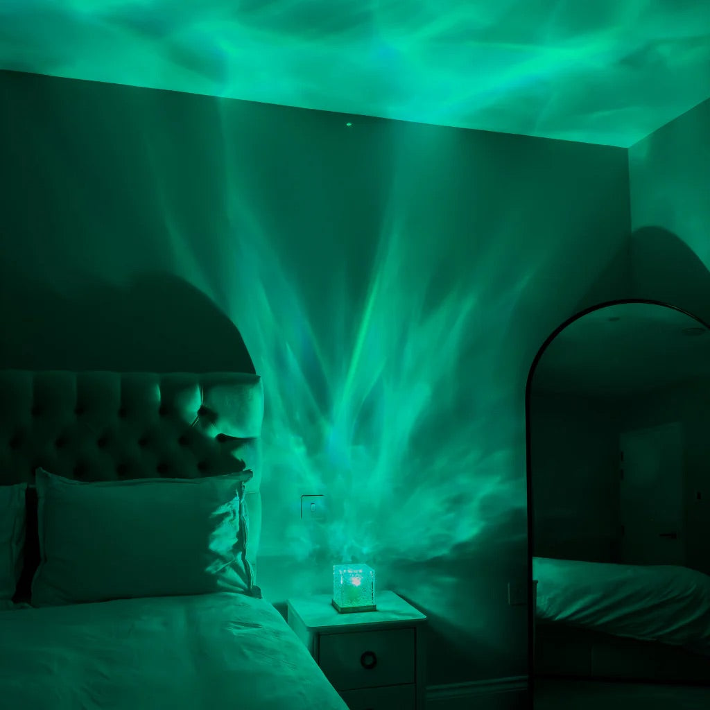 16-Colour Aurora & Ocean Ripple Cube Lamp – Rechargeable